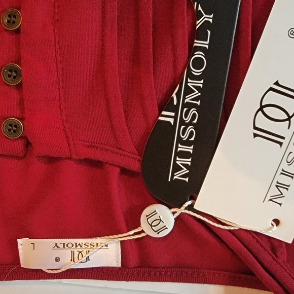 NWT Peasant Top, Bell Sleeve, Lace Inset, Henley Button Blouse - Picture 3 of 5